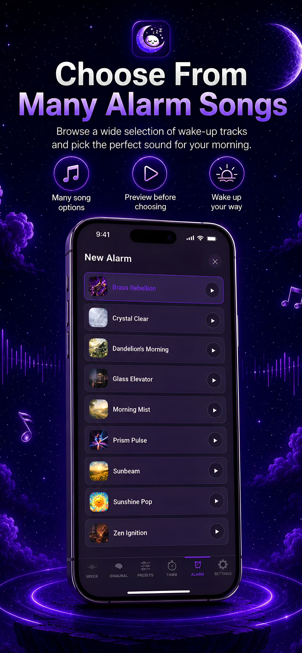 Alarm song selection