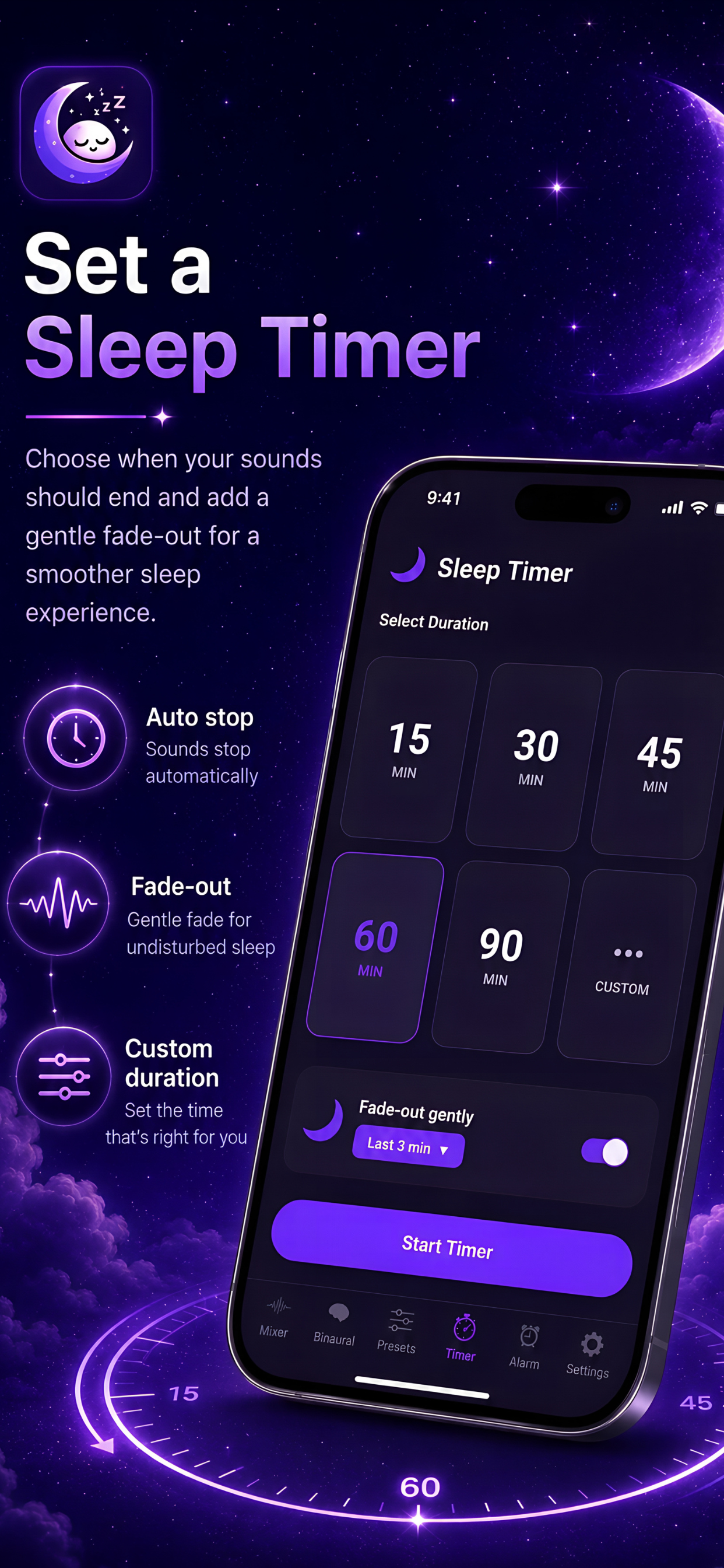Sleep timer with fade-out